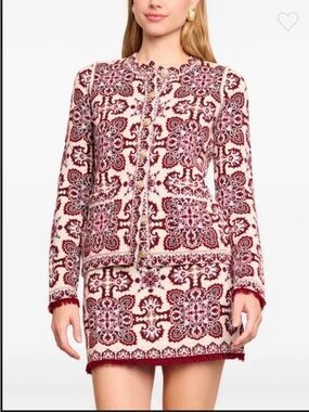 Cara Cara Nara Knit Cardigan Red Ivory NWT Size L